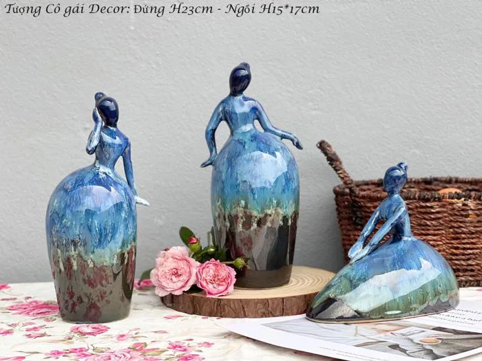 Tượng Cô Gái Decor -Gốm Bát Tràng - Gốm Sứ Bát Tràng