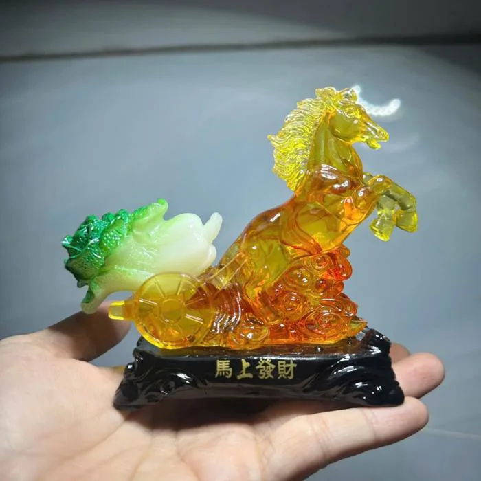 Tượng Ngựa Phong Kéo Bắp Cải mini Dành Cho Người Tuổi Ngọ, Trang Trí Decor  Taplo