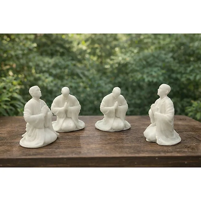 Bộ Tượng Tăng Nhân Quỳ Bái Mini – Cao 4.8cm Decor Tiểu Cảnh, Bonsai | Tượng  Decor Chất Liệu Bột Đá.