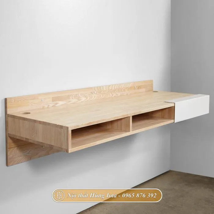 Bàn học treo tường màu gỗ tự nhiên - bàn làm việc đẹp hiện đại BGD10