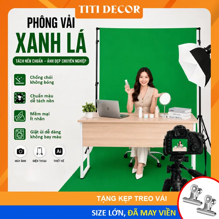 Vải xanh lá livestream, phông nền chụp ảnh studio, vải chụp ảnh chuyên  dụng, background chụp ảnh