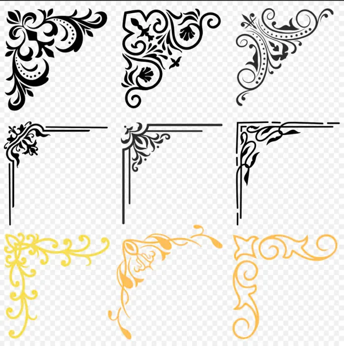 Tải hoa văn khung viền góc vector​, trang trí góc vuông PNG, AI, Corel, PSD  | Blog