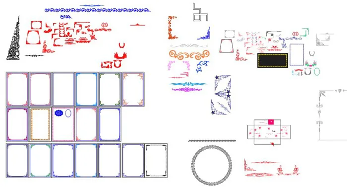 Mẫu hoa văn góc trang trí khung viền vector - Pdcorel.com