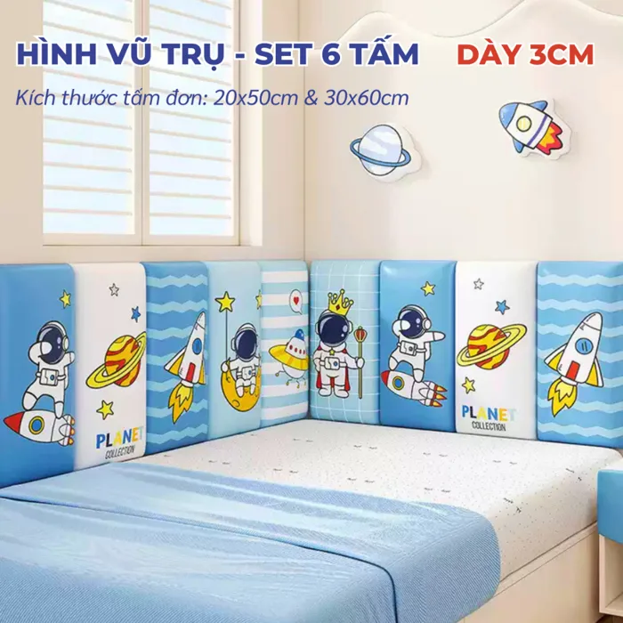Miếng Xốp Dán Tường Cao Cấp Chống Va Đập Cho Bé, Tấm Xốp Dán Tường Hình Hoạt Hình 3D Trang Trí Phòng Ngủ